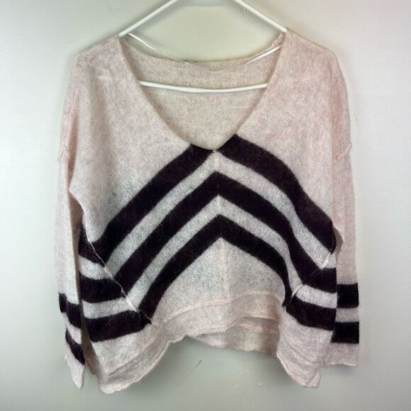 Free People Striped V-Neck Sweaters Women Alpaca - Picture 10 of 10